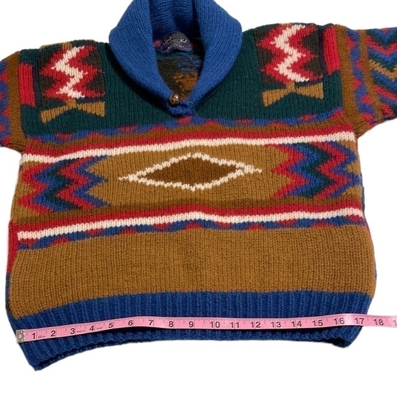 Muskoka Lakes Vintage Shetland Wool Shawl Collar Southwest Sweater /Size Medium - Picture 10 of 12